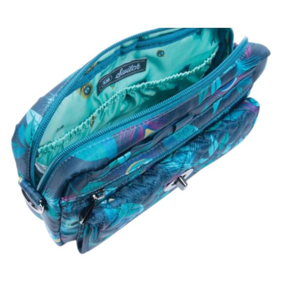 Lug Switch & Peekaboo Set Peacock Multi Crossbody Bag RFID Detachable Pouch Blue - Picture 8 of 16